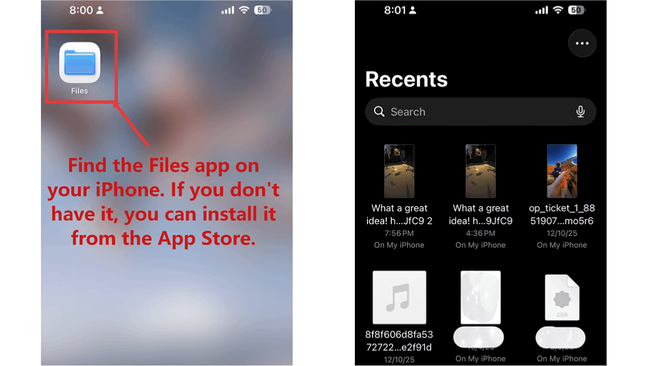 iPhone 文件 App 下载文件夹位置示意图 iPhone 文件 App 下载文件夹位置示意图